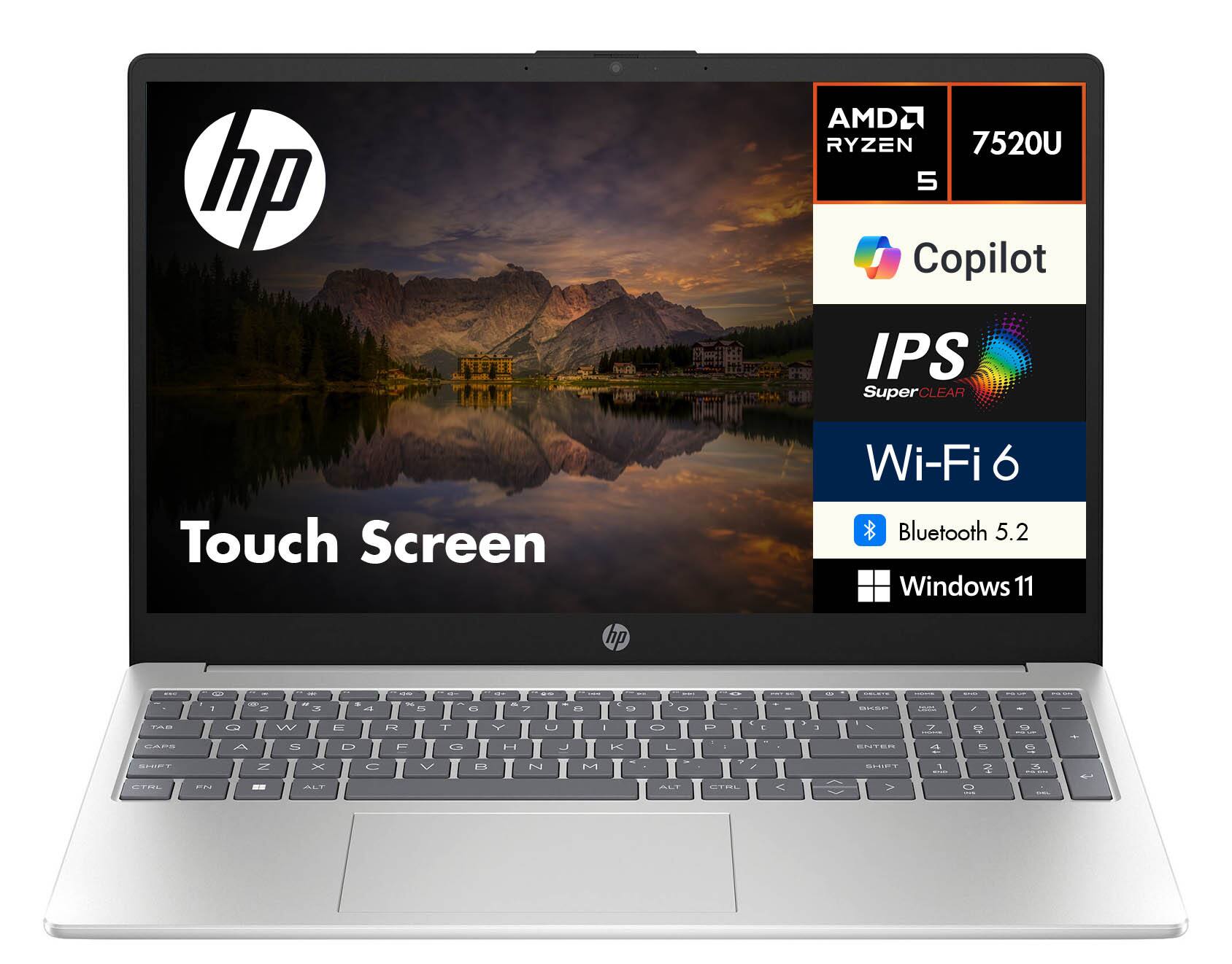 HP 15 Laptop 15.6 FHD (AMD Ryzen 5 7520U, 8GB LPDDR5, 512GB SSD