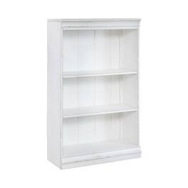 Liberty Furniture Industries - Magnolia Manor 48 Inch Bookcase Office Storage - Antique White & Weathered Bark
