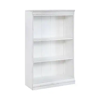 Front. Liberty Furniture Industries - Magnolia Manor 48 Inch Bookcase Office Storage - Antique White & Weathered Bark - Antique White & Weathered Bark.