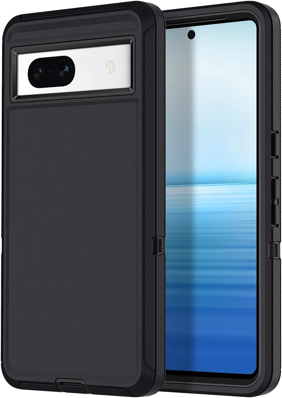 Front. Entronix - Entronix Heavy Duty Case for Google Pixel 7a - Triple-Layer Protection - Black.