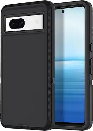 Front. Entronix - Entronix Heavy Duty Phone Case for Google Pixel 7 - Triple-Layer Protection - Black.
