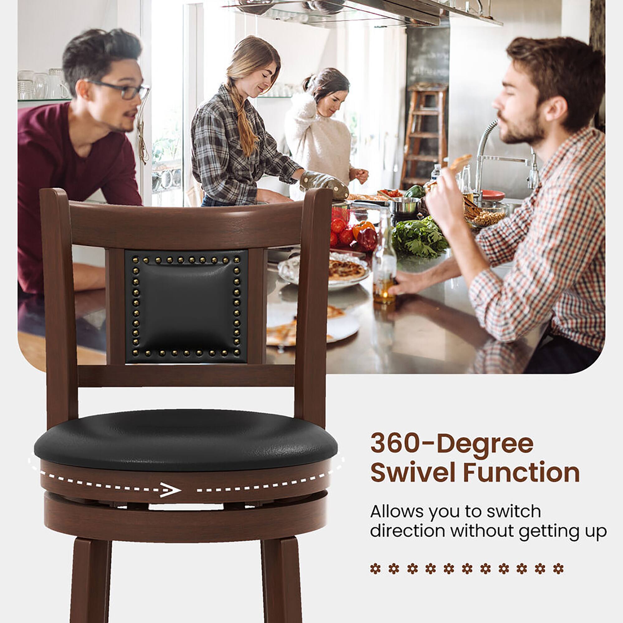 360-Degree Swivel Function
Allows you to switch direction without getting up