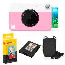 Kodak - Printomatic Instant Camera Bundle Zink Paper (20 Sheets) - Case - Photo Album - Hanging Frames - Pink