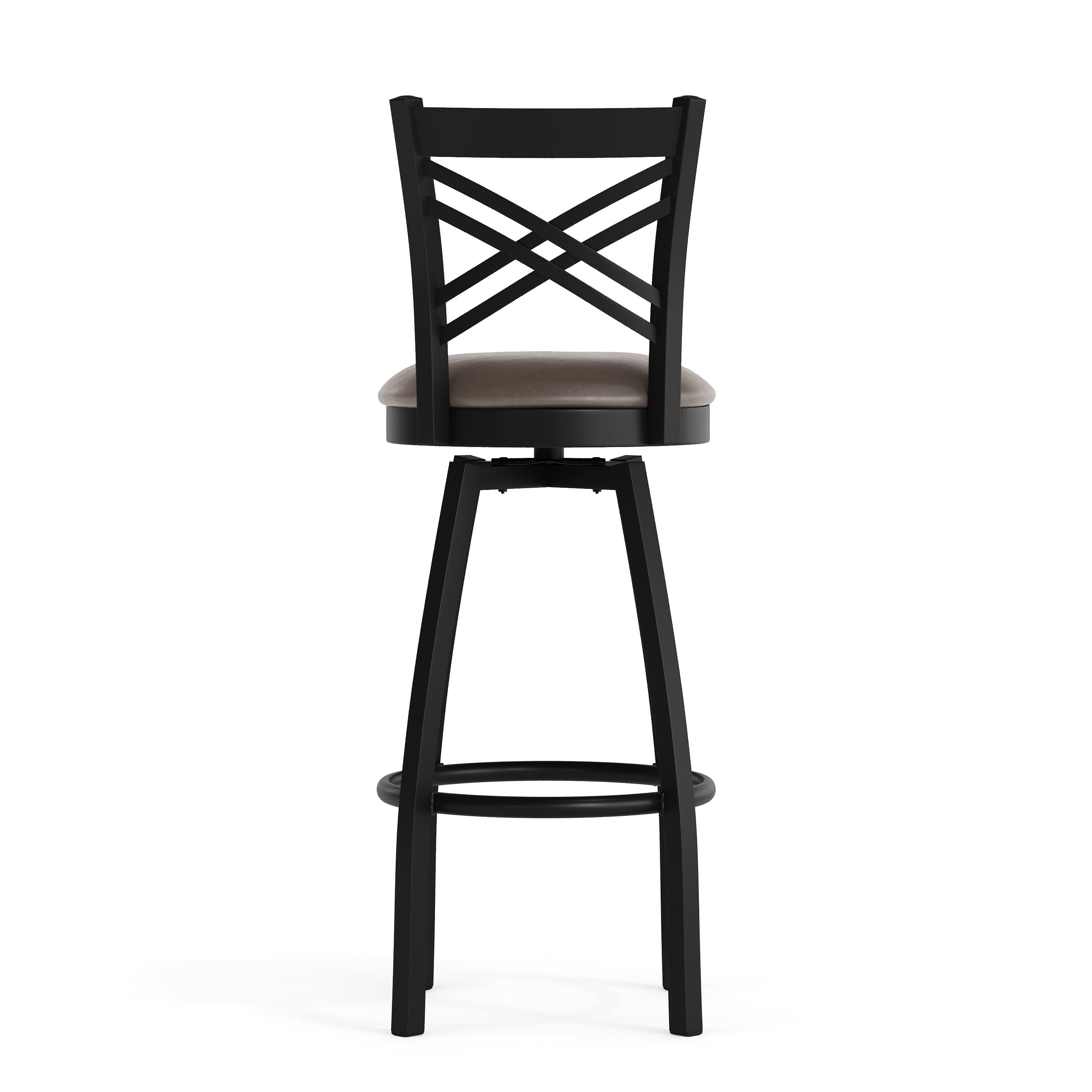 Alt View 7. Emma + Oliver - "X" Back Swivel Metal Restaurant Dining Barstool - Mocha Vinyl Seat/Black Metal Frame.