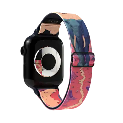 Front. ZOX - Right Here, Right Now Elephant NFC Smartwatch Band, 38/40/41mm - Pink.