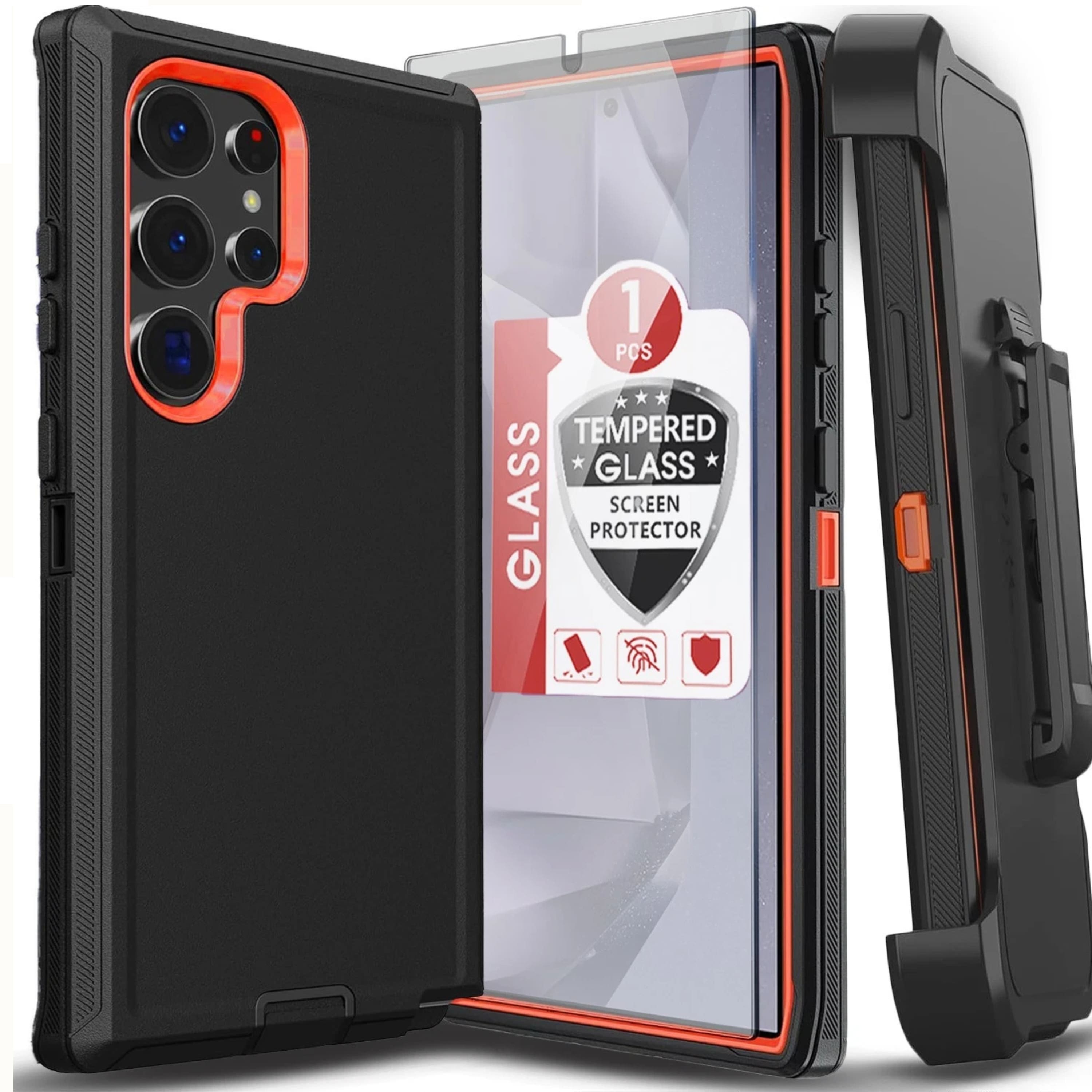 Kitcheniva - Full Body Shockproof Protection Case With Tempered Glass For Samsung Galaxy S26 - Orange price history on PriceWatchPro