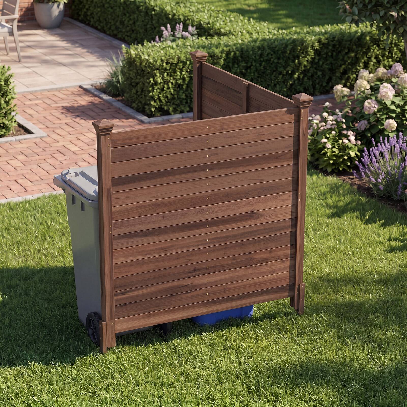 Alt View 3. Costway - Costway Outdoor Privacy Fence Set of 2, 47" x 47" Air Conditioner Fence for Outside - Brown.