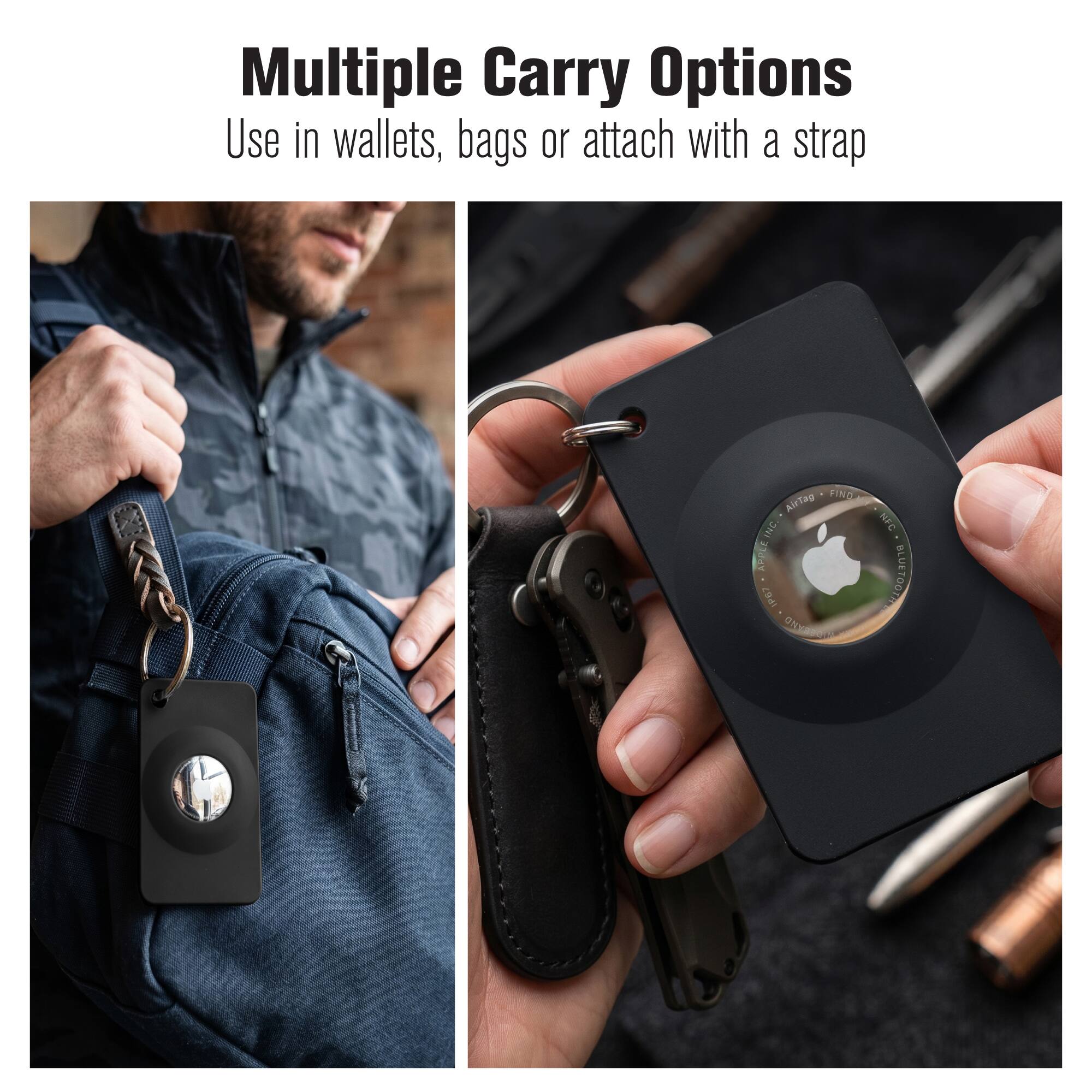 Multiple Carry Options  
Use in wallets, bags or attach with a strap  

AirTag FINDA INC. NFC APPLE BLUETOOTHE IP67 ONYBER