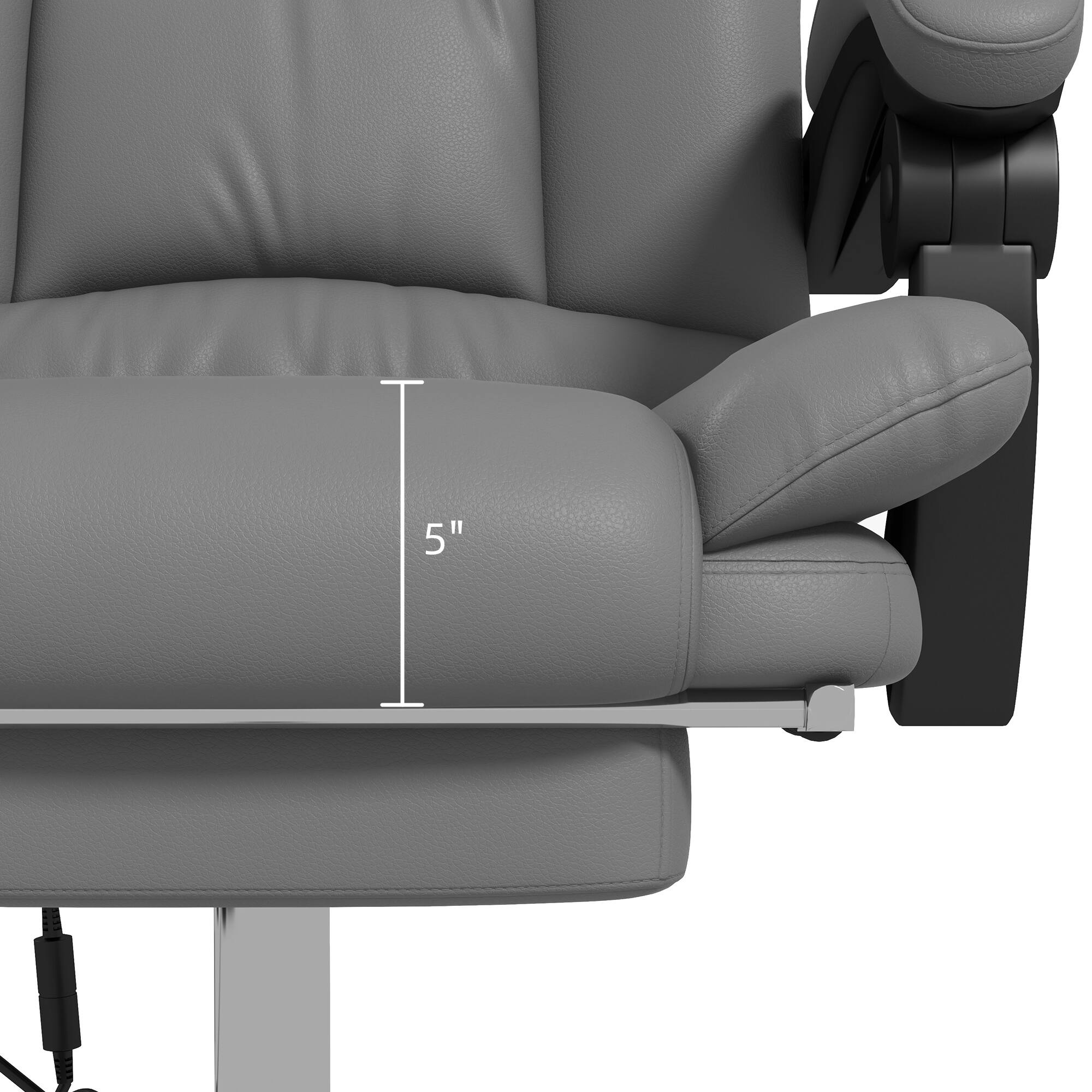 Alt View 8. Vinsetto - Executive Massage Office Chair, 4 Vibration/Heat, 3 Modes, PU Leather, Reclining, Footrest - Gray.
