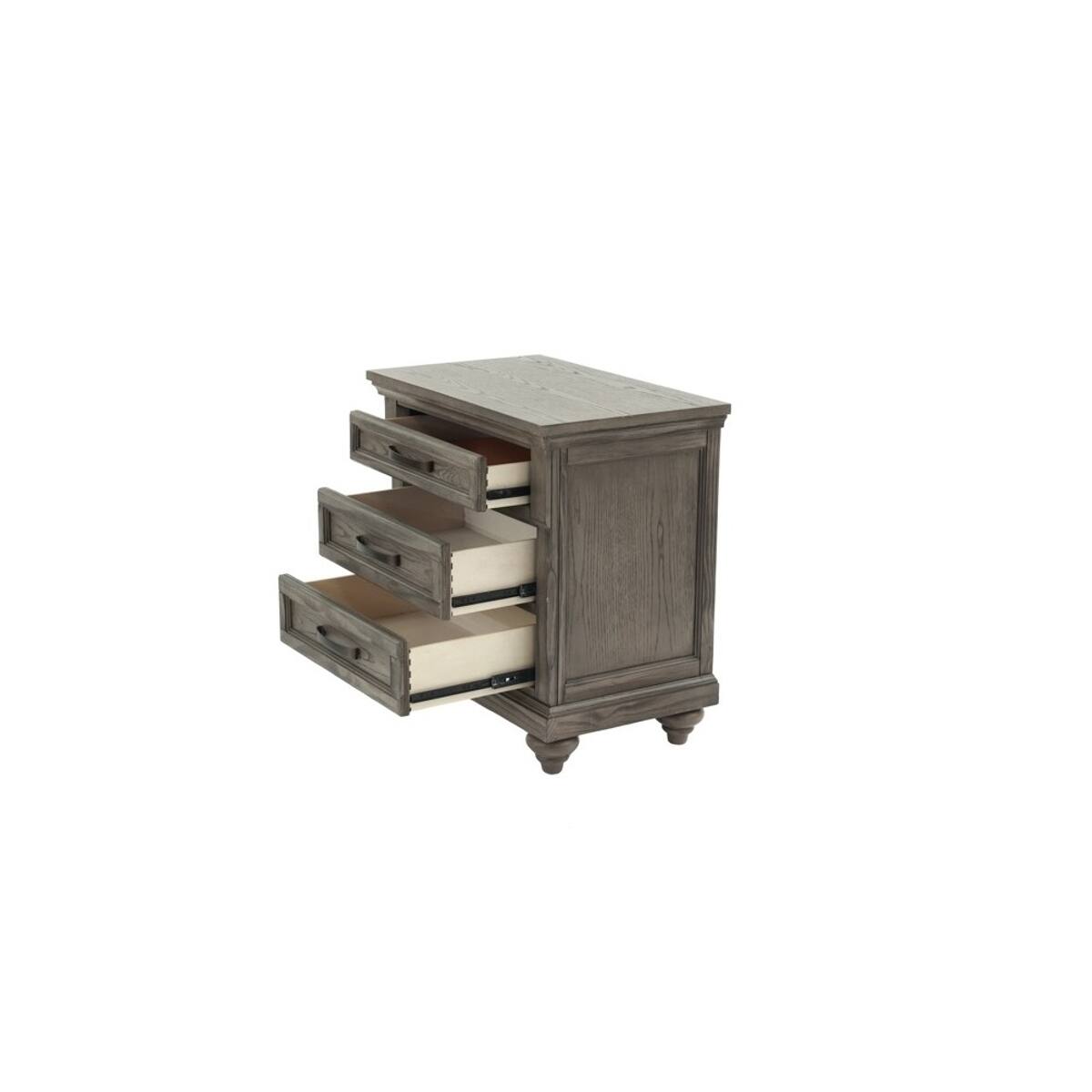 Alt View 8. Loheer - Loheer Antique Gray Oak Nightstand, Contemporary Bedroom Storage - Antique Gray.