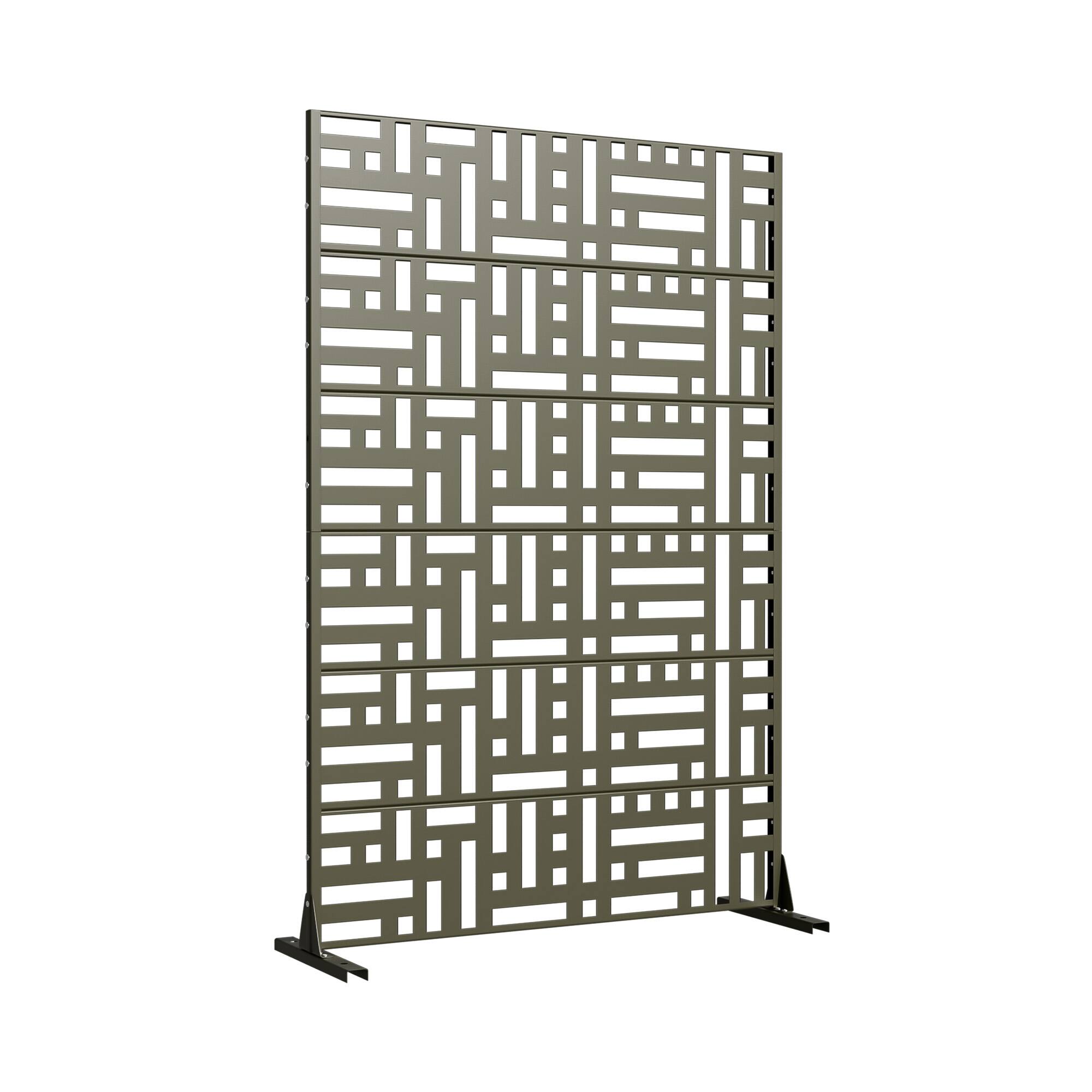 Angle. PexFix - 72 in. x 47 in. Helen Pattern Metal Outdoor Privacy Screen & Panels, Freestanding Garden Divider Fence - Olive Gray.