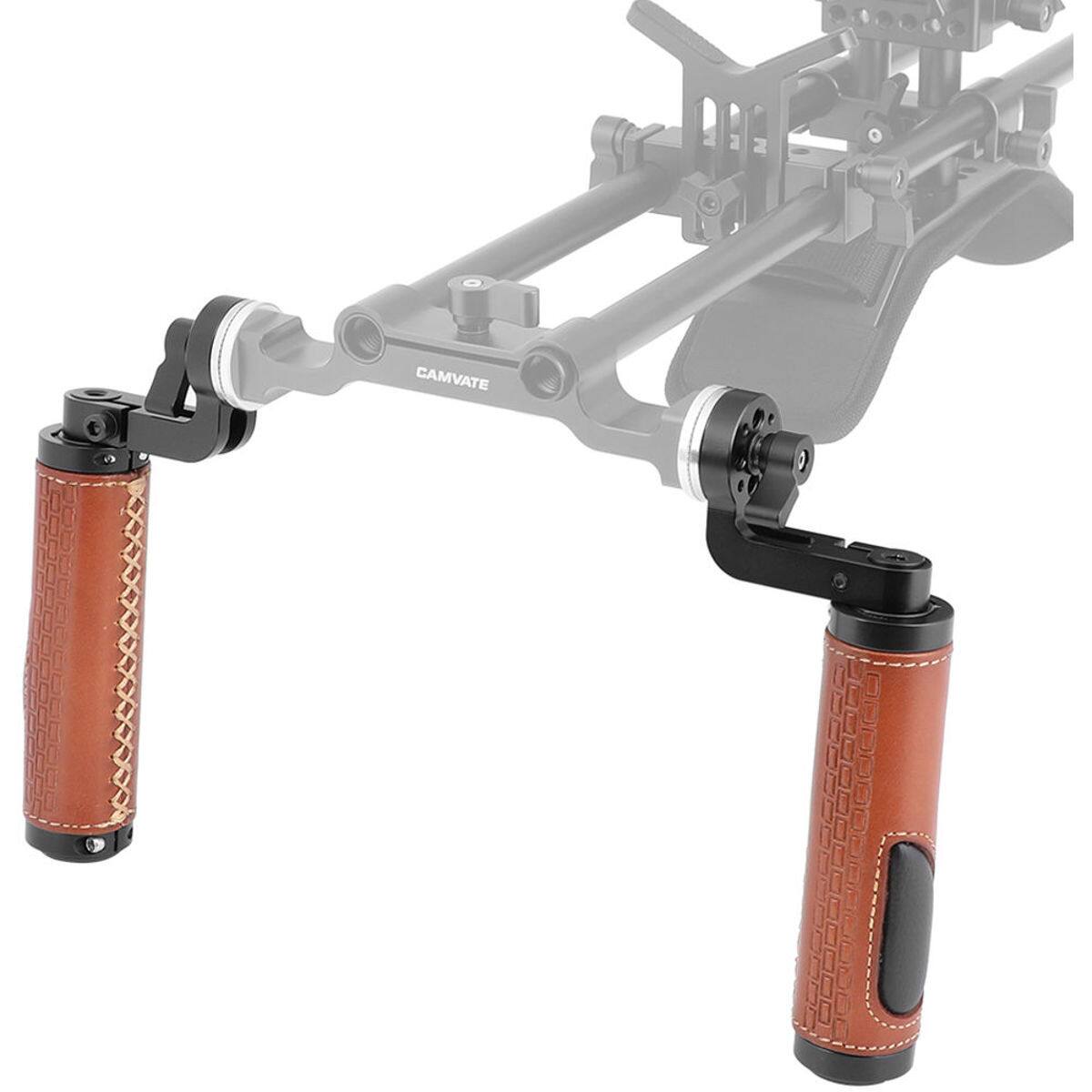 Alt View 9. CAMVATE - CAMVATE M6 Male Thread ARRI Rosette Leather Handgrip for DSLR Shoulder Rig, Pair.