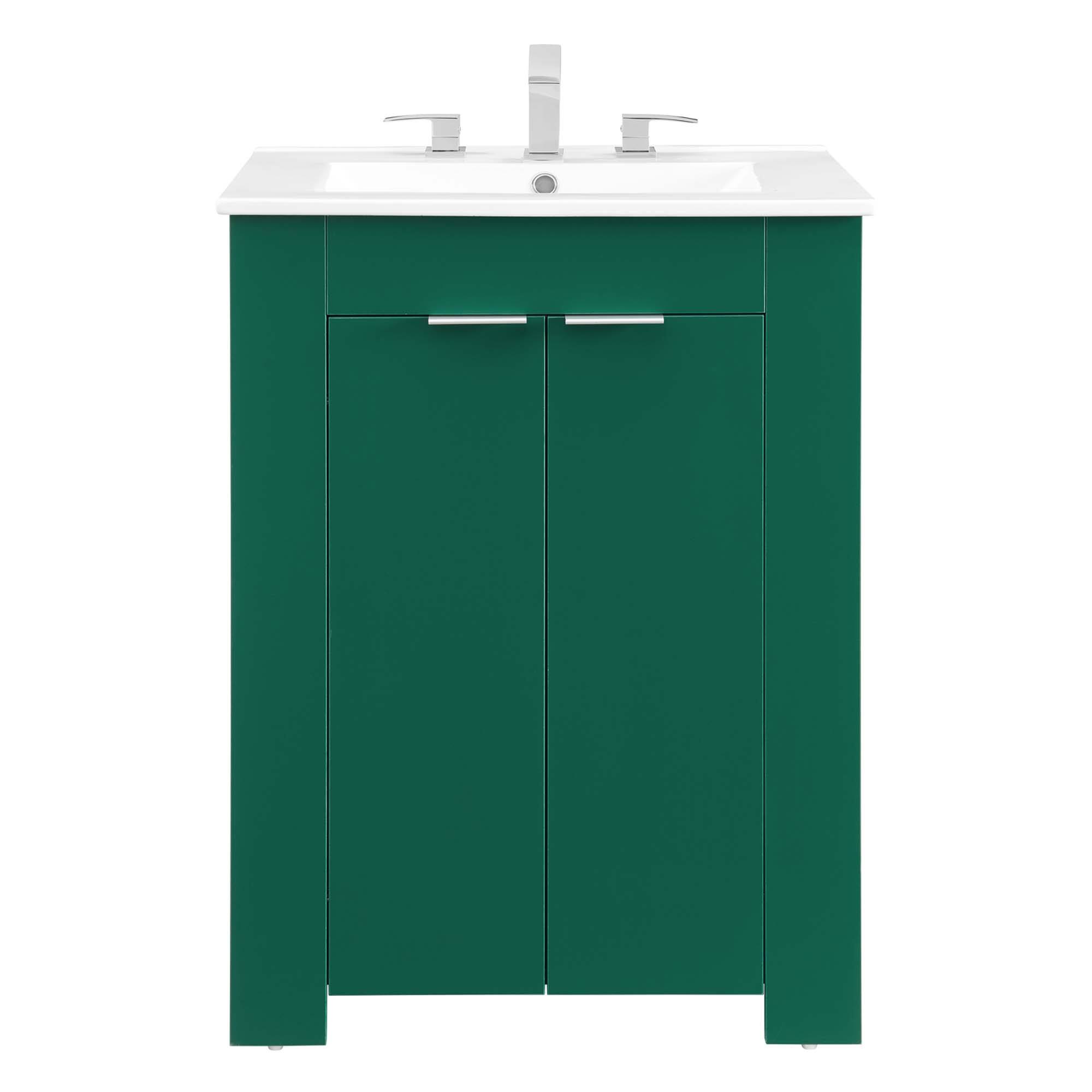 Alt View 4. Modway - Maybelle Bathroom Vanity Basin Included - Green White.