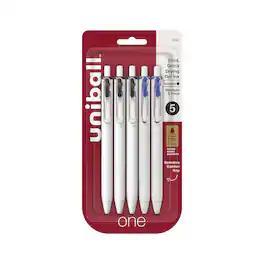 uni-ball - one Retractable Gel Pens, Medium Point, 0.7mm, Black/Blue Ink, 5/Pack (70380)