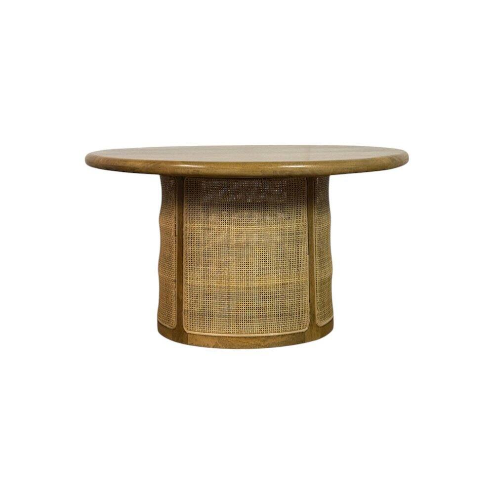 Alt View 2. Carolina Chair & Table - Marlowe 30" Cane Drum Base Coffee Table - Blonde Acacia - Beige.