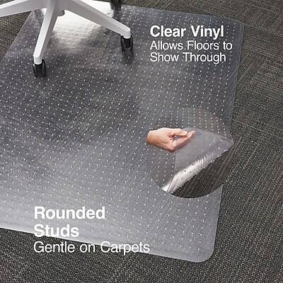 Clear Vinyl  
Allows Floors to Show Through  

Rounded Studs  
Gentle on Carpets