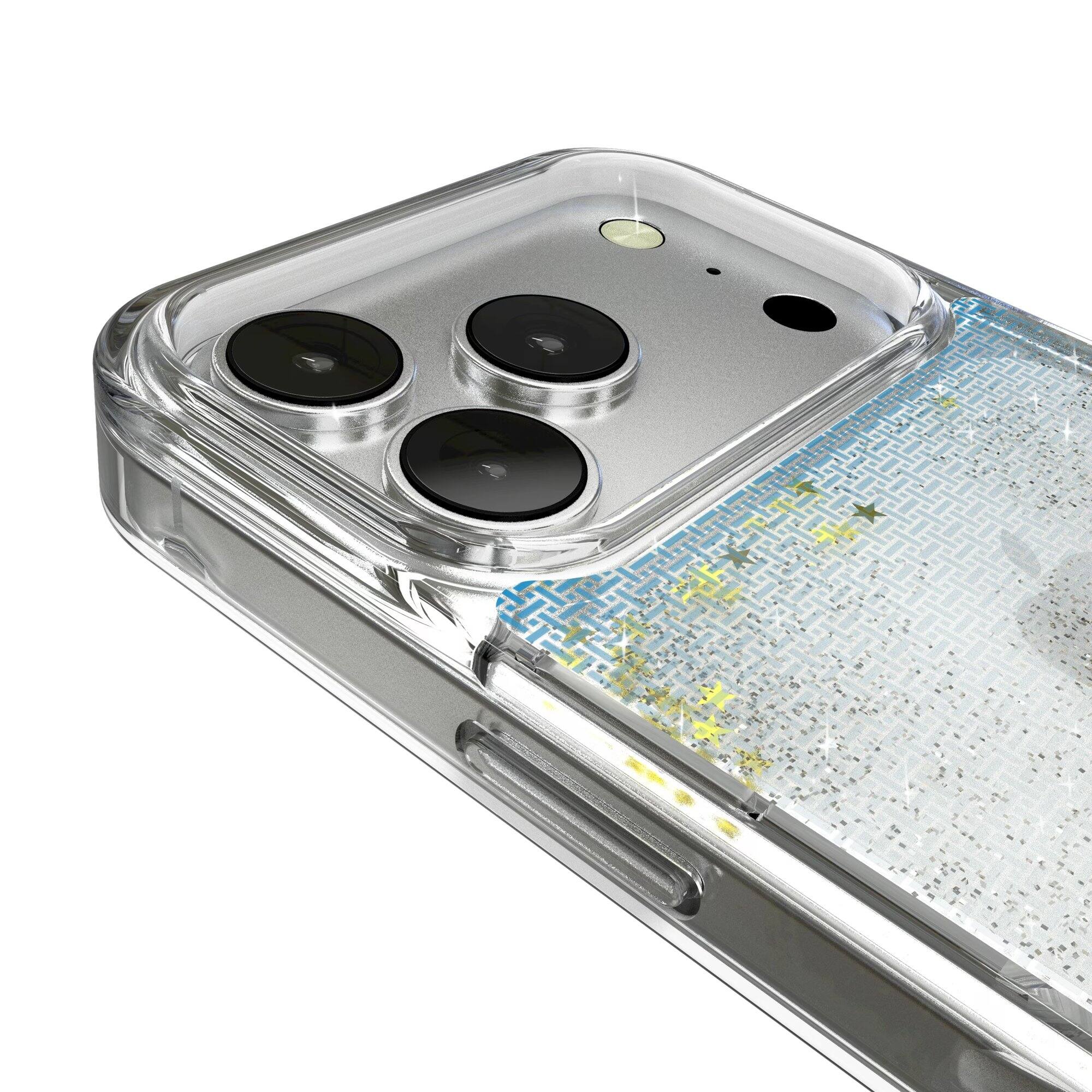 Alt View 2. Keyscaper - Los Angeles Chargers Linen Logo iPhone Glitter Case - 16 Pro - Multicolor.