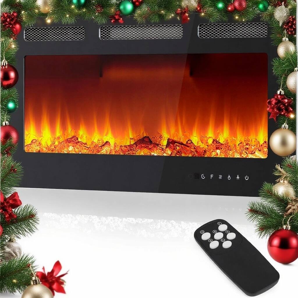 GARVEE - 30" Wall Mount Electric Fireplace, Touch Screen and Remote Control, 12 Flame Colors