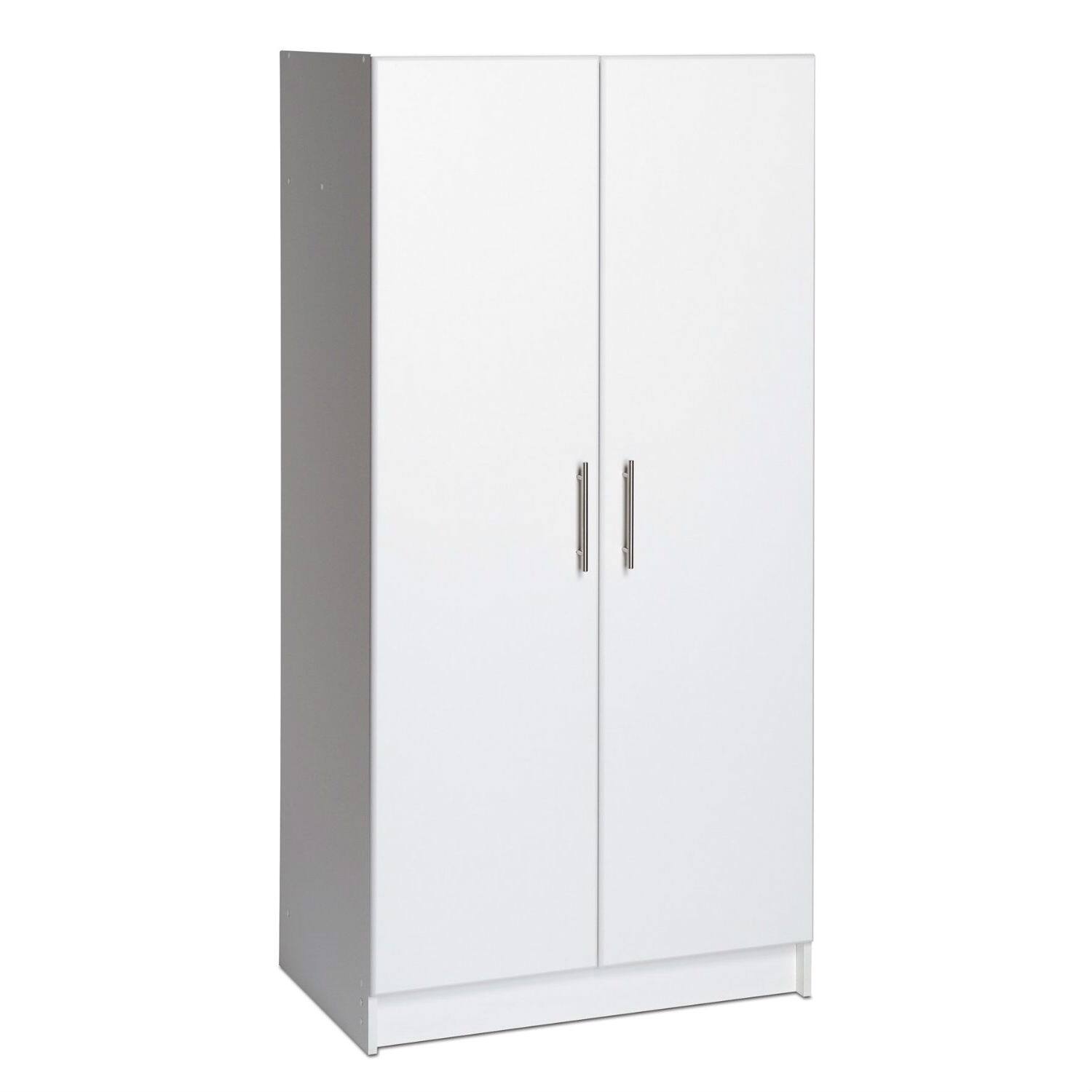 Angle. Hivvago - White 2-Door Wardrobe Cabinet with Hanging Rail and Storage Shelf - White.