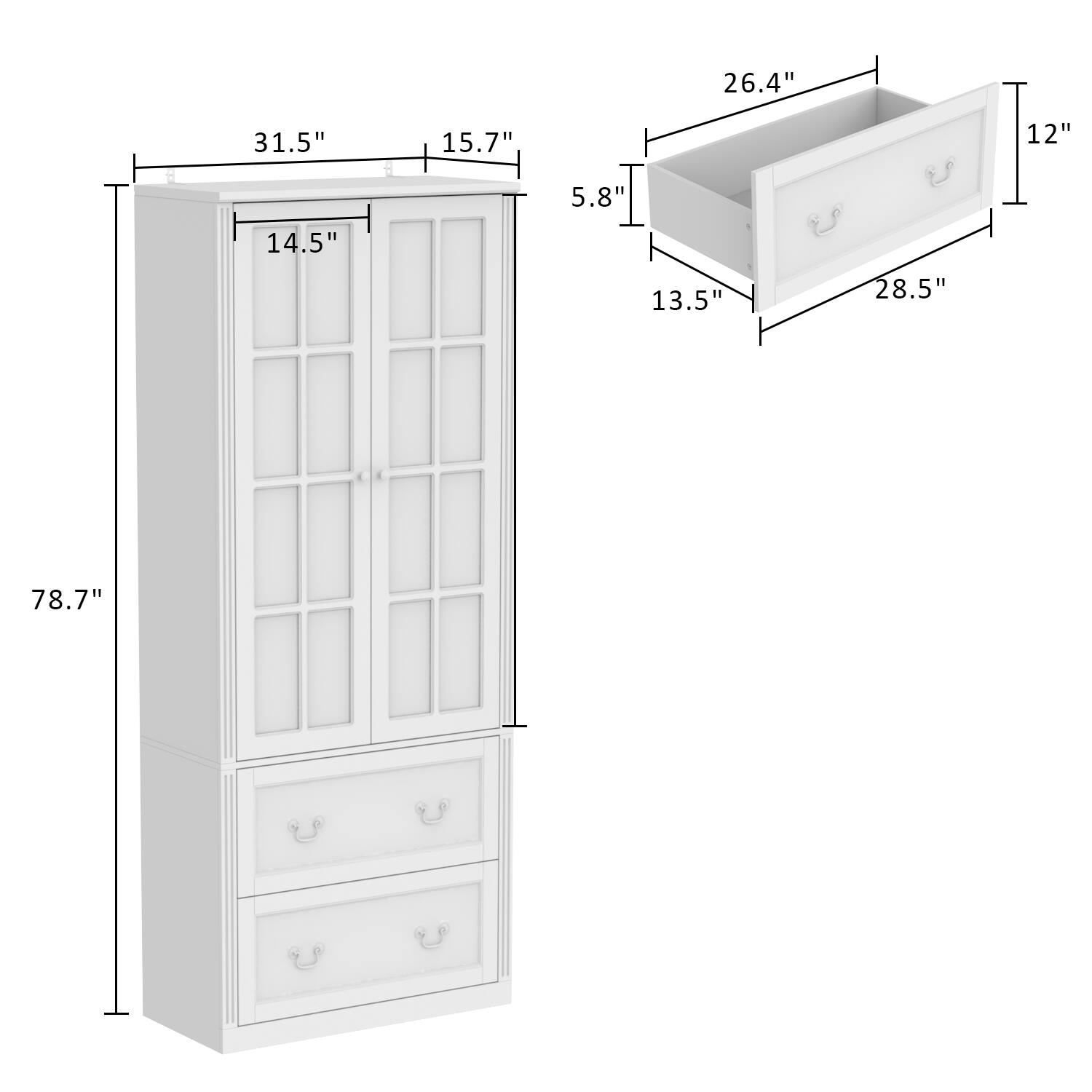 78.7", 31.5", 15.7", 14.5", 26.4", 12", 5.8", 13.5", 28.5"