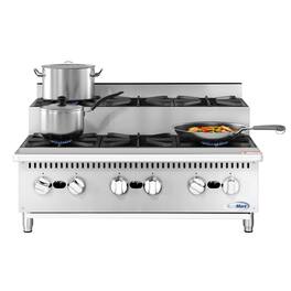 Koolmore - 36 in. Commercial Six-Burner Step Up Gas Range, 156000 BTU in Stainless-Steel (KM-CRSU-36) - Silver