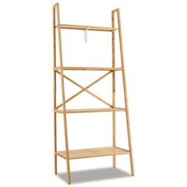 Kadyn - Bookshelf,Shelf, Open Bookcase Book Shelf,Storage Shelf Unit Plant Stand,58 Inch 4-Tier Bamboo Ladder Bookshelf-Natural - Brown
