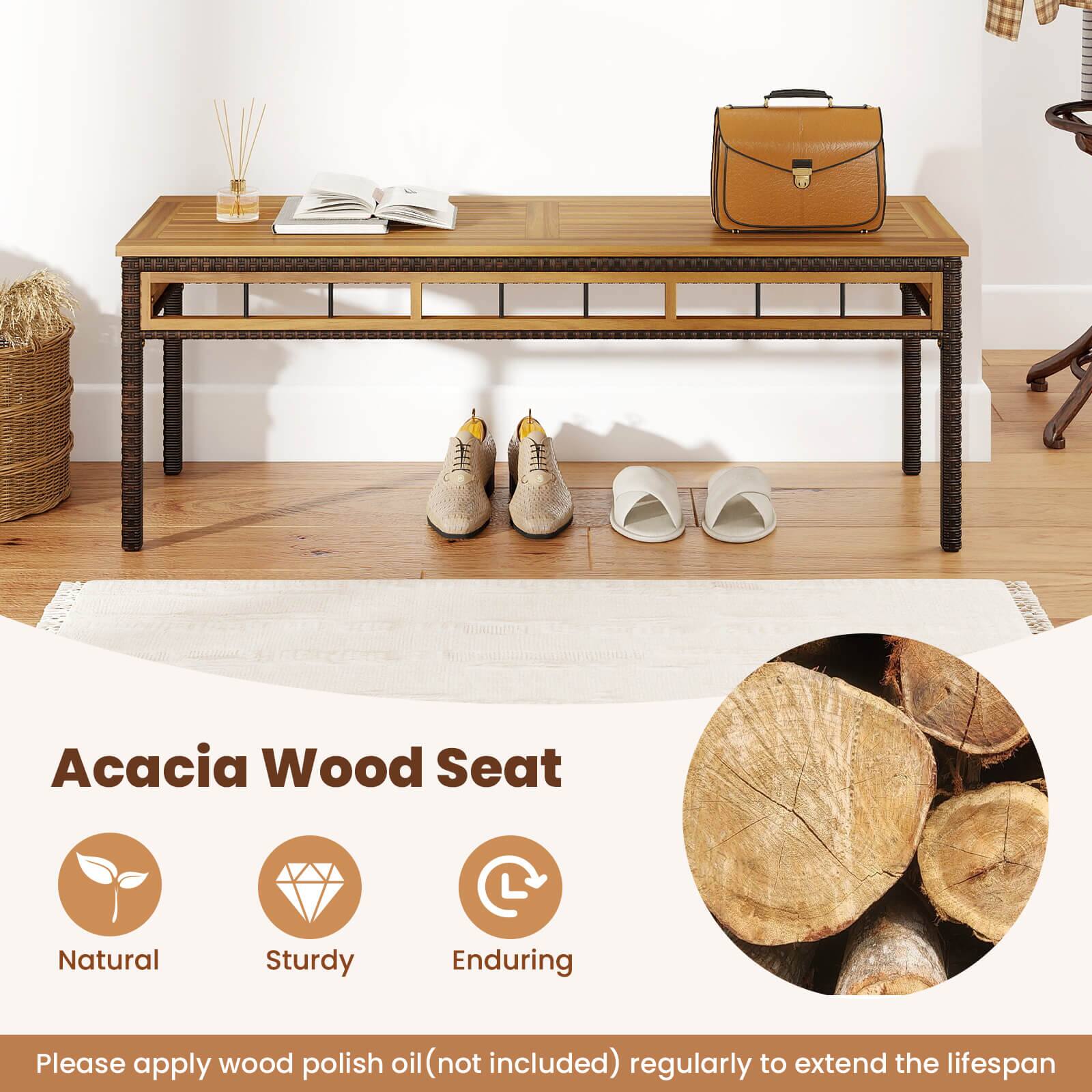 Acacia Wood Seat

Natural  
Sturdy  
Enduring  

Please apply wood polish oil (not included) regularly to extend the lifespan