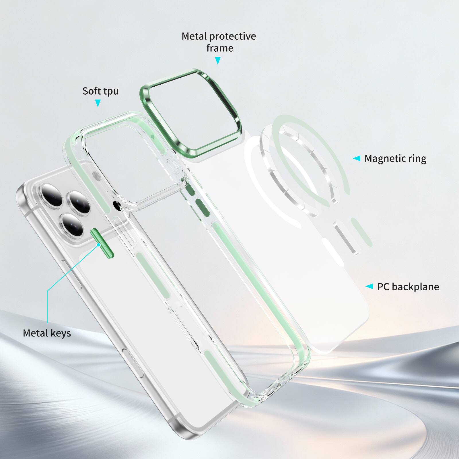 Dteck Magnetic Case for Apple iPhone 17 Pro Max, Clear Shockproof ...