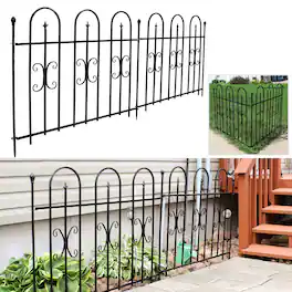 Sunnydaze - 2-Piece Decorative Finial Garden Landscape Fencing - 8 ft - Black