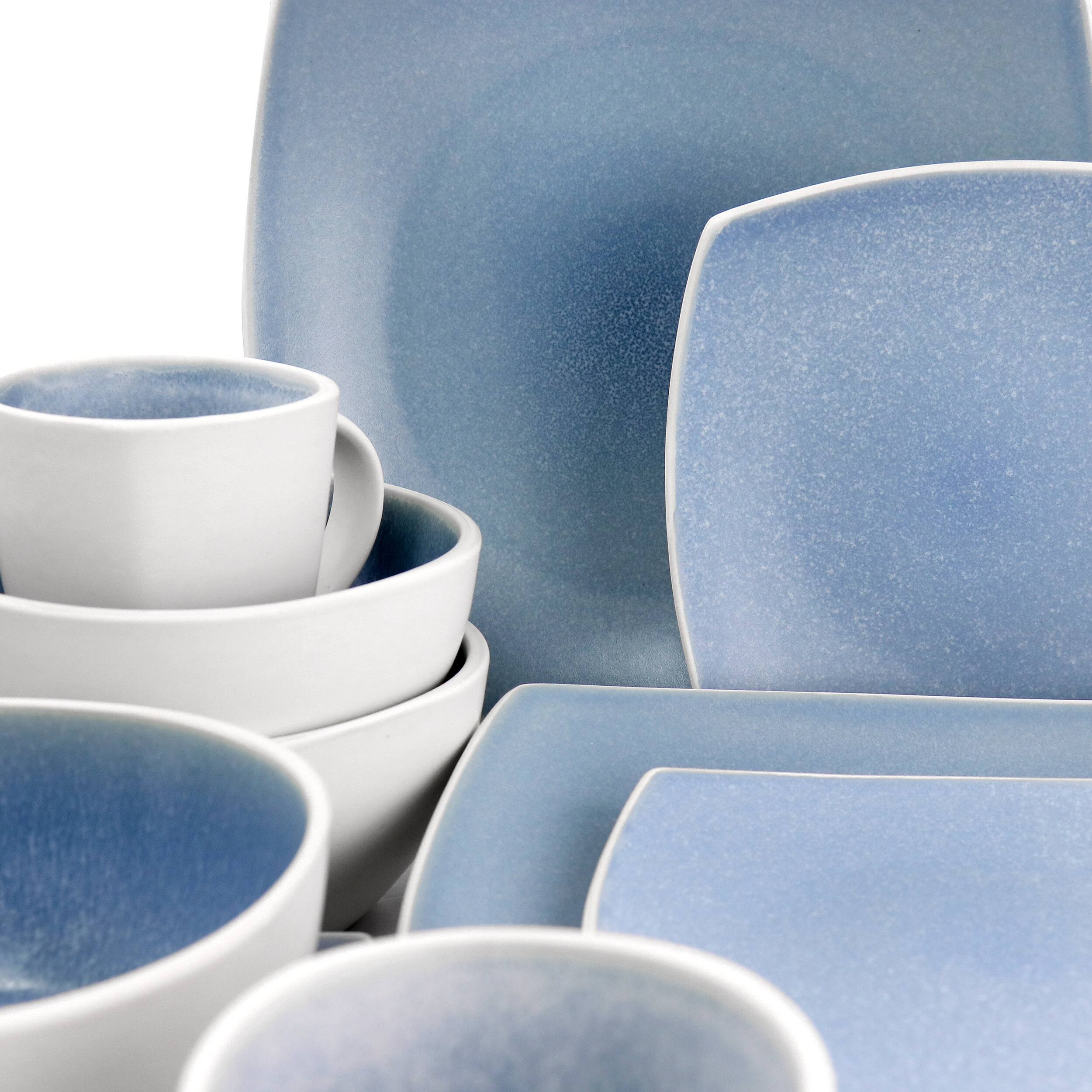 Alt View 7. Gibson - Gibson Elite 16 Piece Soho Lounge Reactive Glaze Stoneware Dinnerware Set in Light Blue - Light Blue.