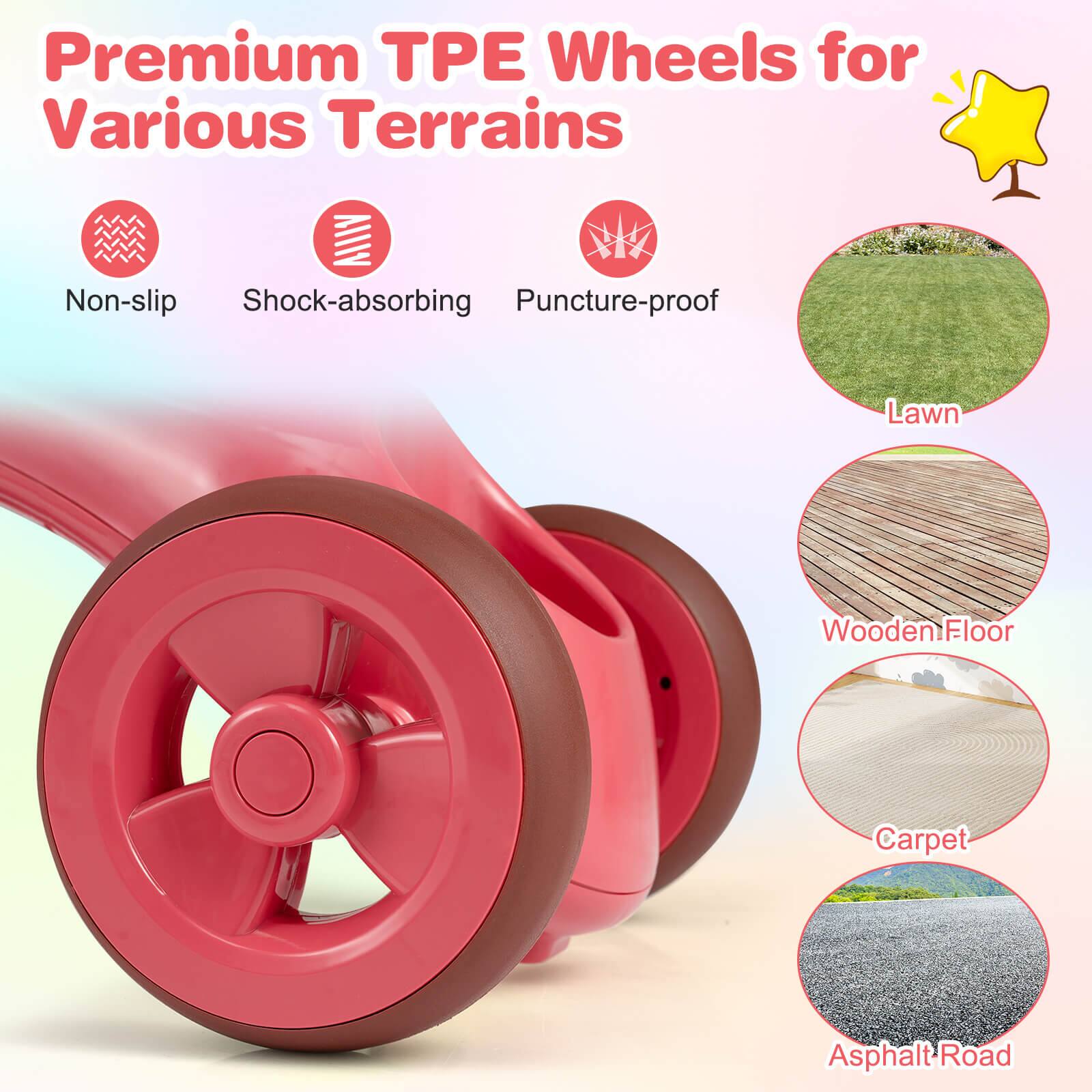 Premium TPE Wheels for Various Terrains

- Non-slip
- Shock-absorbing
- Puncture-proof

- Lawn
- Wooden Floor
- Carpet
- Asphalt Road