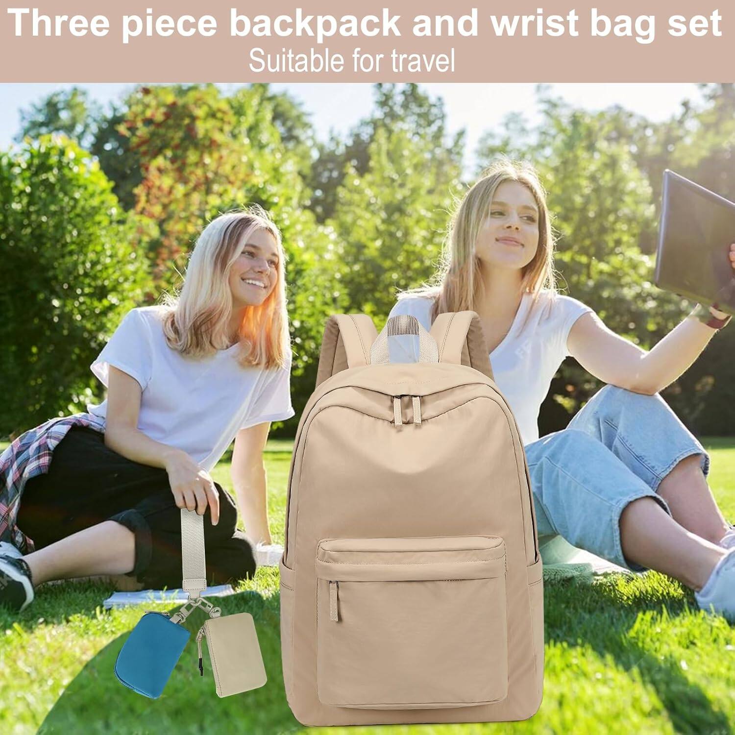 Three piece backpack and wrist bag set  
Suitable for travel