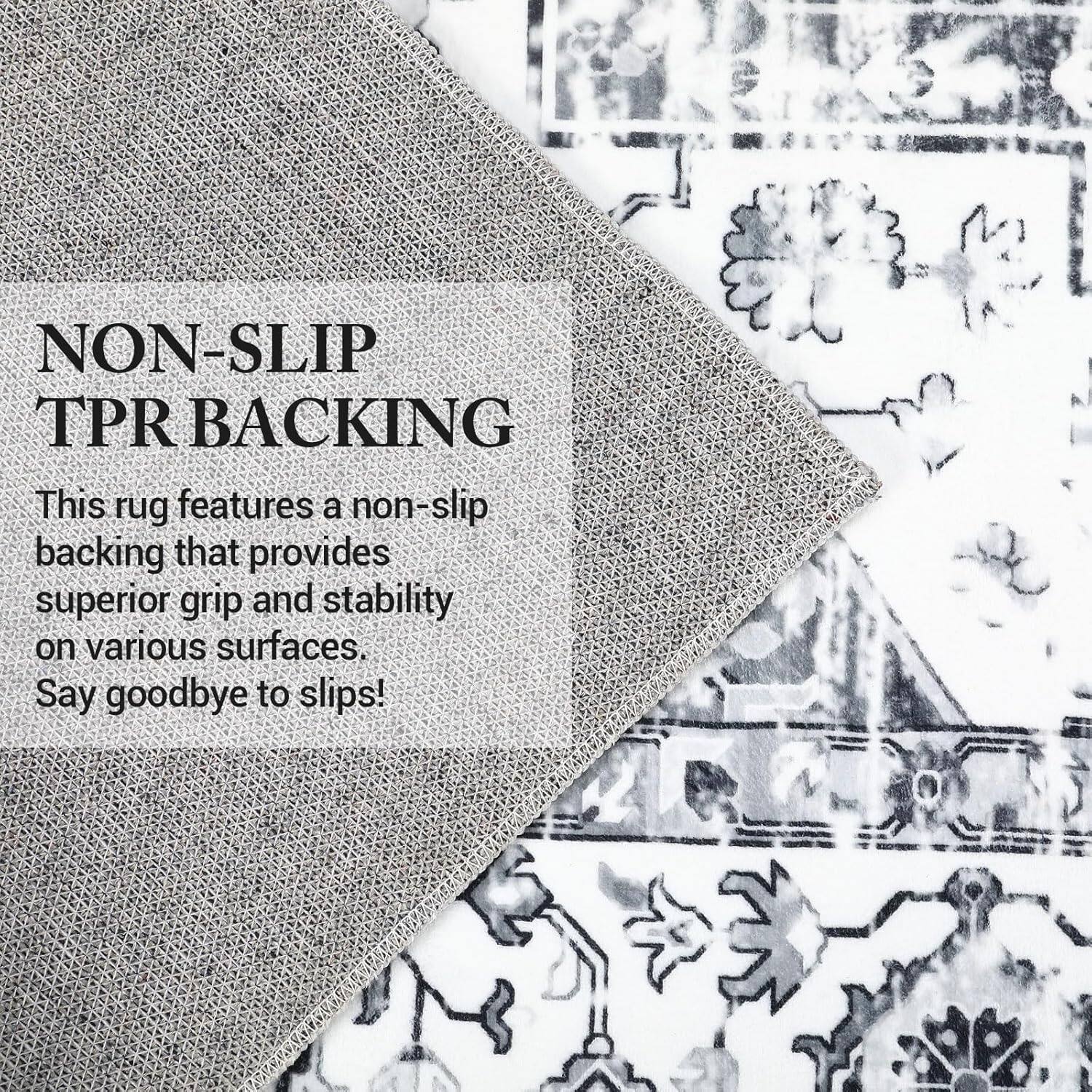 NON-SLIP TPR BACKING

This rug features a non-slip backing that provides superior grip and stability on various surfaces. Say goodbye to slips!