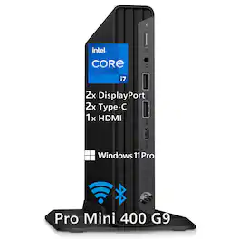 HP - Mini Desktop PC for Office, Data Processing, Accounting, Video Editing, Intel i7-12700T (16GB RAM, 1TB SSD), Win 11 Pro - Black