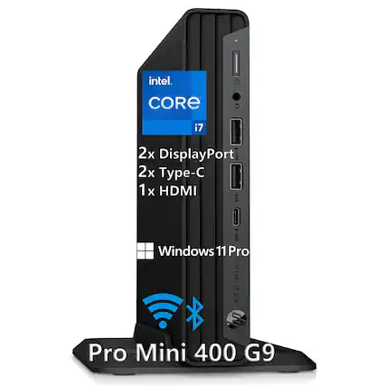 Intel Core i7
2x DisplayPort
2x Type-C
1x HDMI
Windows 11 Pro
Pro Mini 400 G9
