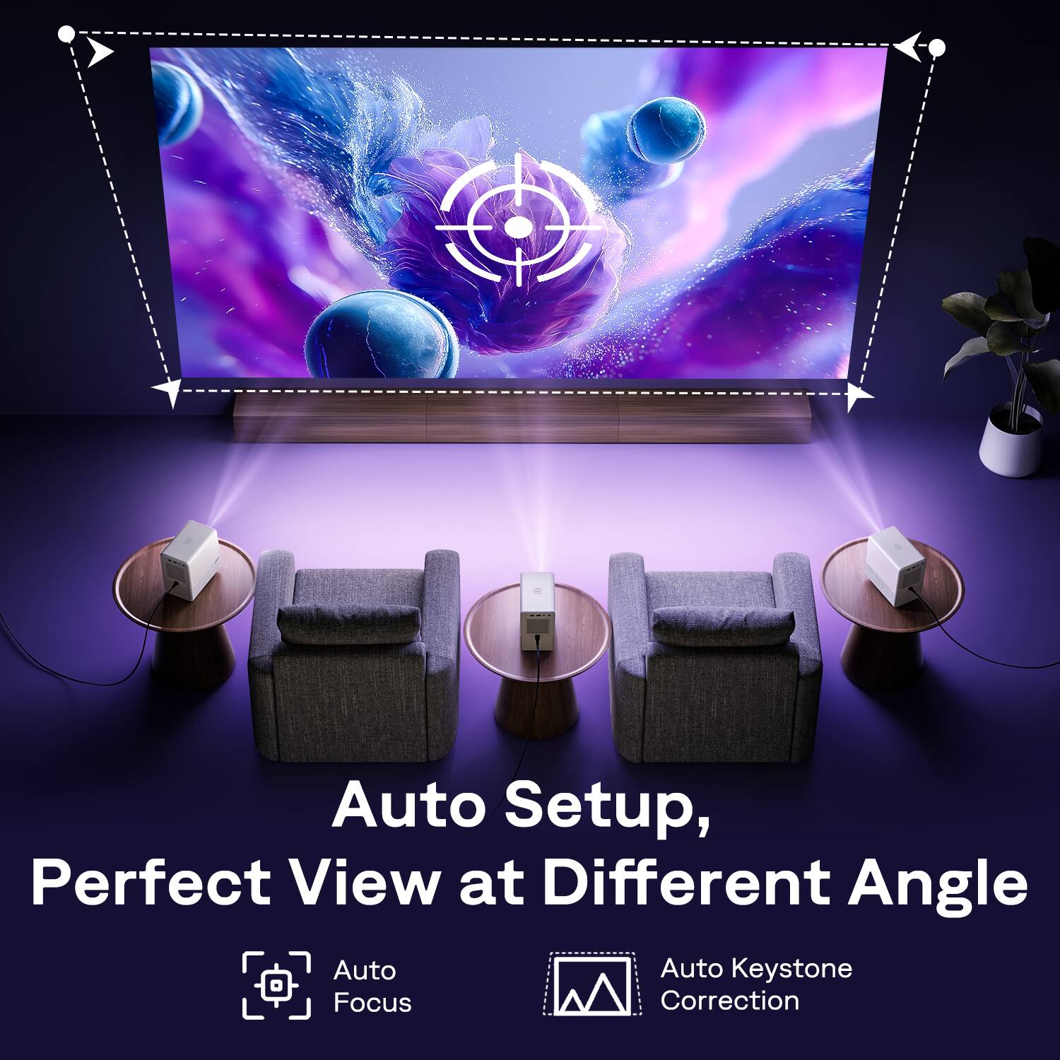 Aurzen Smart Projector Roku TV Built in, Roku Streaming