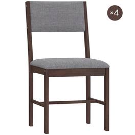 Homcom - Dining Chairs Set of 4, Linen Fabric Kitchen Chairs with Rubberwood Legs for Dining Room - Walnut and Gray