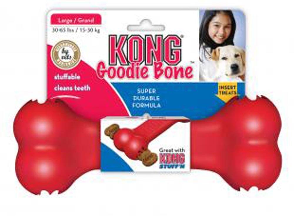 Large / Grand 30-65 lbs / 15-30 kg KONG Goodie Bone cleans teeth SUPER DURABLE FORMULA

INSERT TREATS

Great with KING STUFF