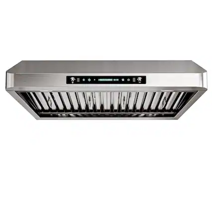 Front. Onefly - 30 inches - Ducted - Under Cabinet Range Hood - silver.