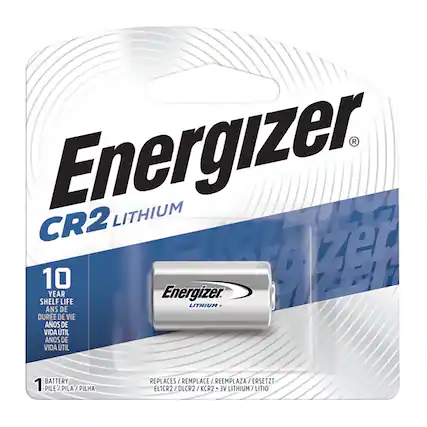 Energizer CR2 LITHIUM
10 YEAR SHELF LIFE
ANS DE DURÉE DE VIE
AÑOS DE VIDA ÚTIL
ANOS DE VIDA ÚTIL
BATTERY 1 PILE / PILA / PILHA
REPLACES / REMPLACE / REEMPLAZA / ERSETZT
EL1CR2 / DLCR2 / KCR2
3V LITHIUM / LITIO
