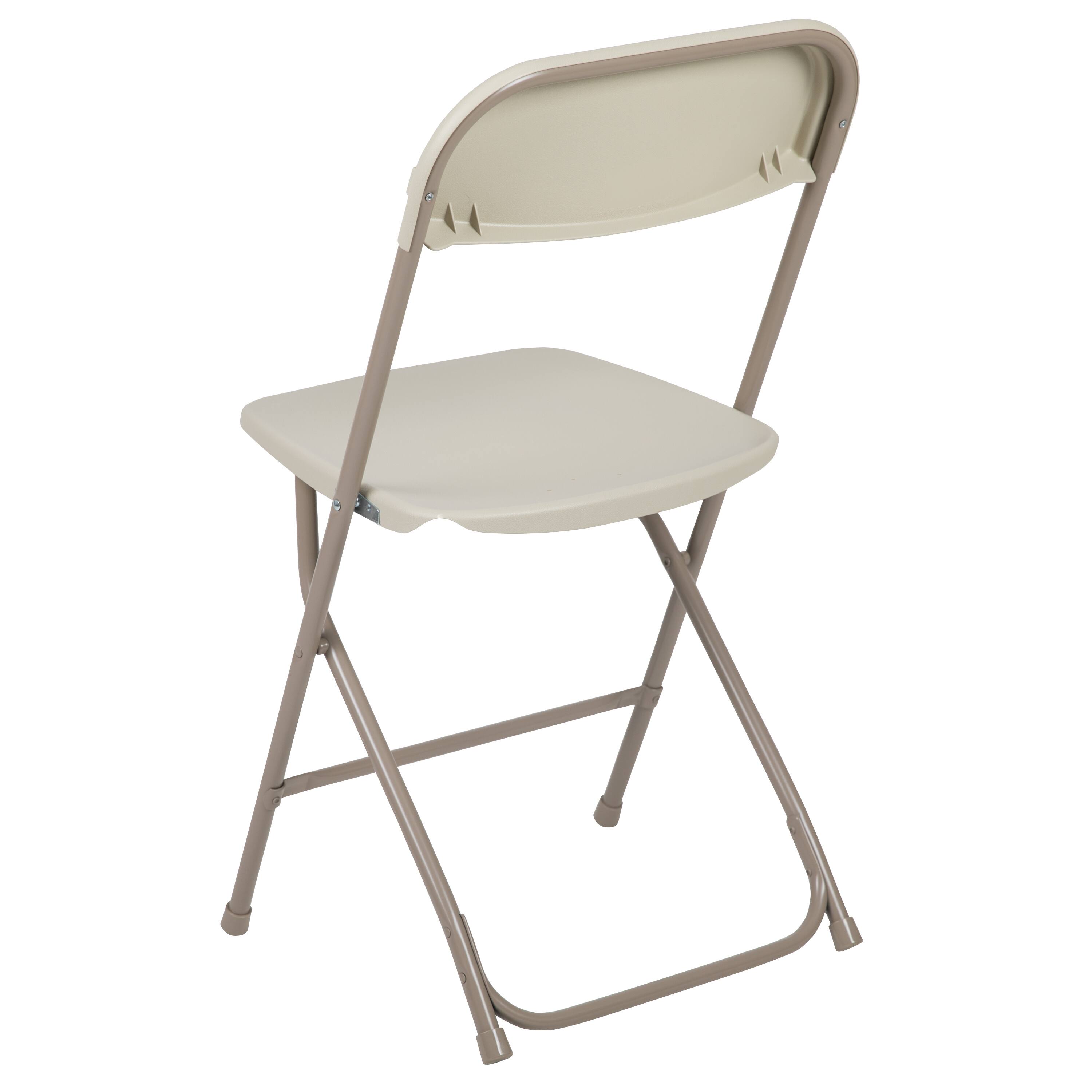 Alt View 5. Emma + Oliver - Set of 10 Stackable Folding Plastic Chairs - 650 LB Weight Capacity - Beige.