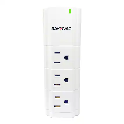 Front. Rayovac - 9-AC Outlet and 2-USB Port Portable Power Strip and Charger Wall Tap SS-Q902 - White.