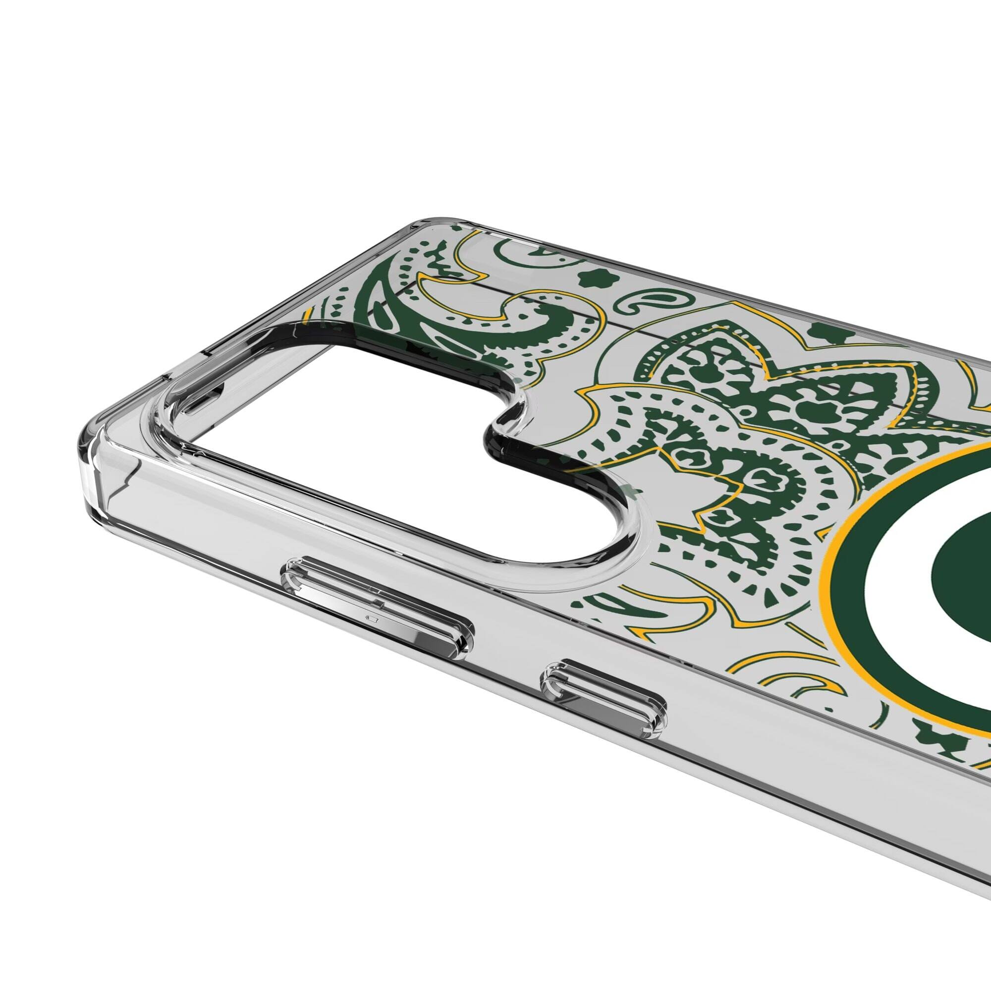 Alt View 2. Keyscaper - Green Bay Packers Galaxy Clear Paisley Design Case - S25 Plus - Multicolor.