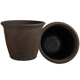 Sunnydaze - 20 in Anjelica Dual-Wall Polyresin Planter - Set of 2 - Sable