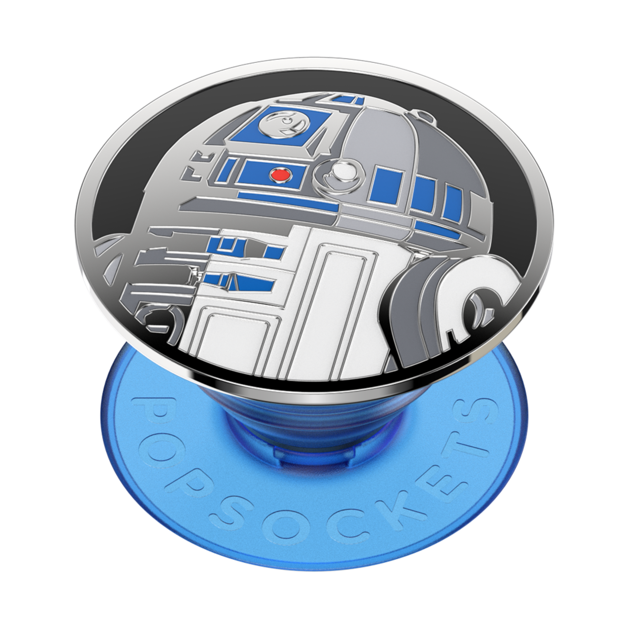 Angle. PopSockets - Adhesive PopGrip Universal Grip & Stand for Cell Phones - Star Wars --R2D2 Enamel.