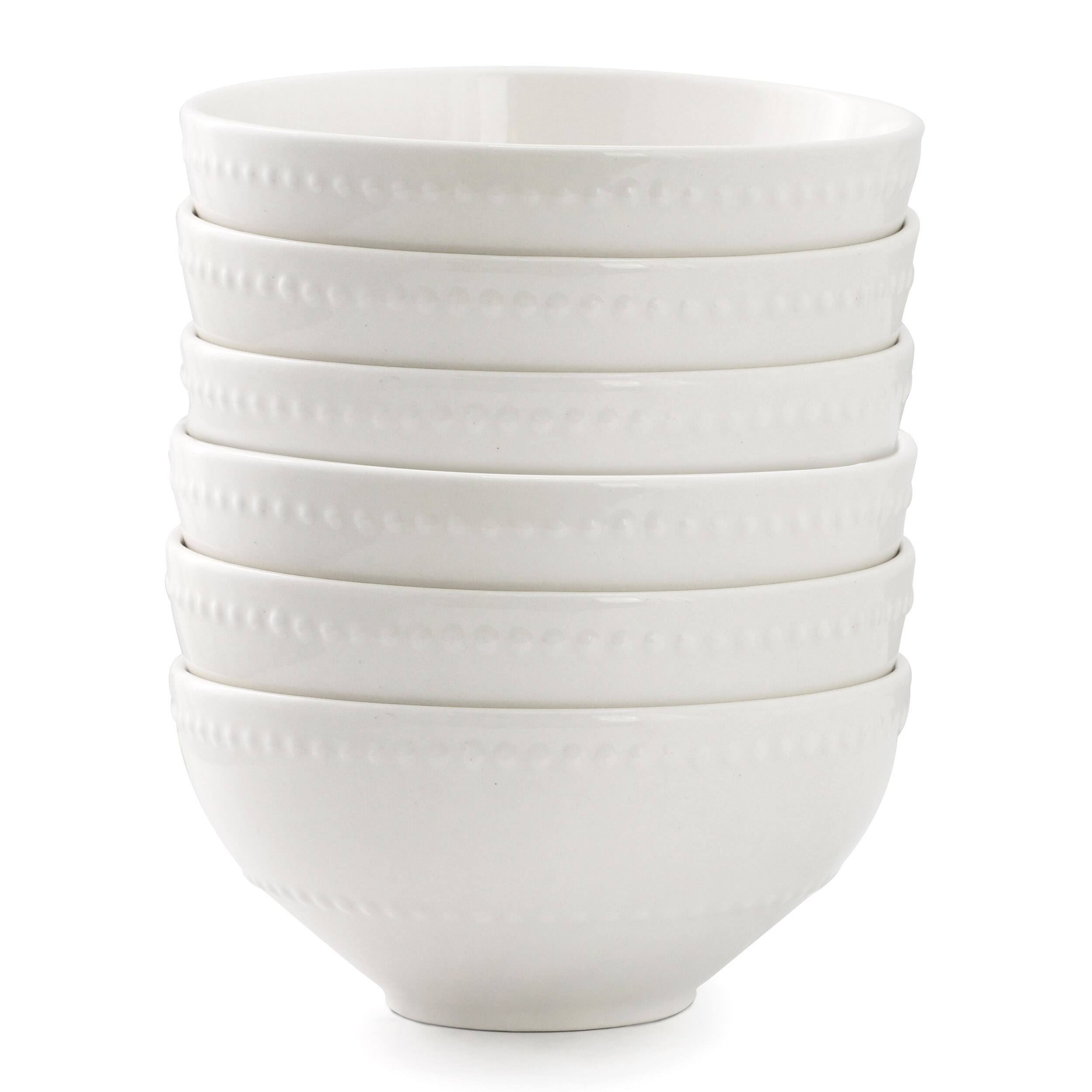 Angle. Elama - Elama Olevia 6 Piece Stoneware Cereal Bowl Set in White, Service for 4 - White.