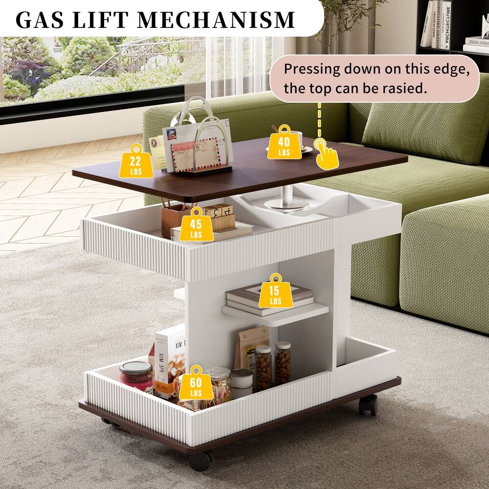 GAS LIFT MECHANISM  
Pressing down on this edge, the top can be raised.  
22 LBS  
40 LBS  
45 LBS  
15 LBS  
60 LBS