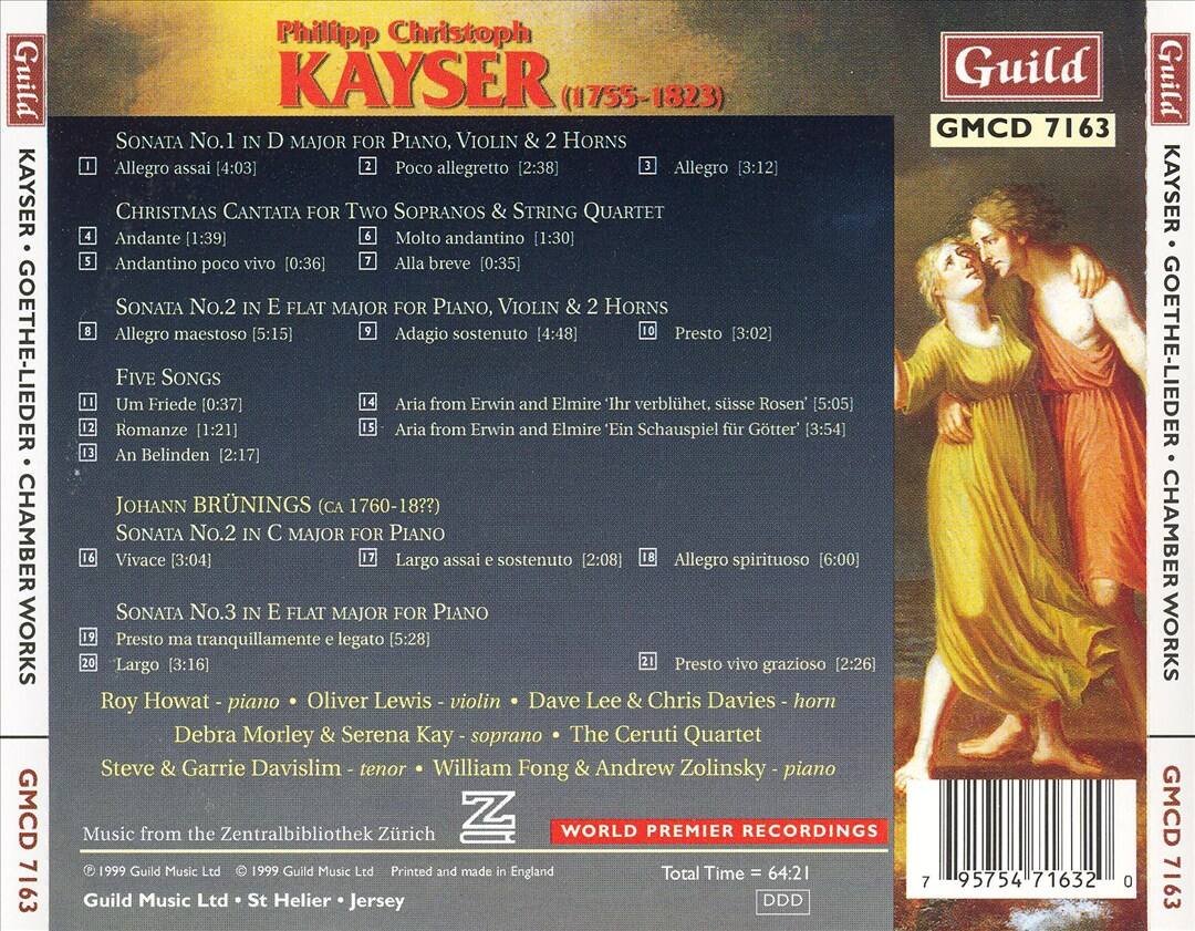 Back. Philipp Christoph Kayser: Goethe-Lieder; Chamber Music [CD].