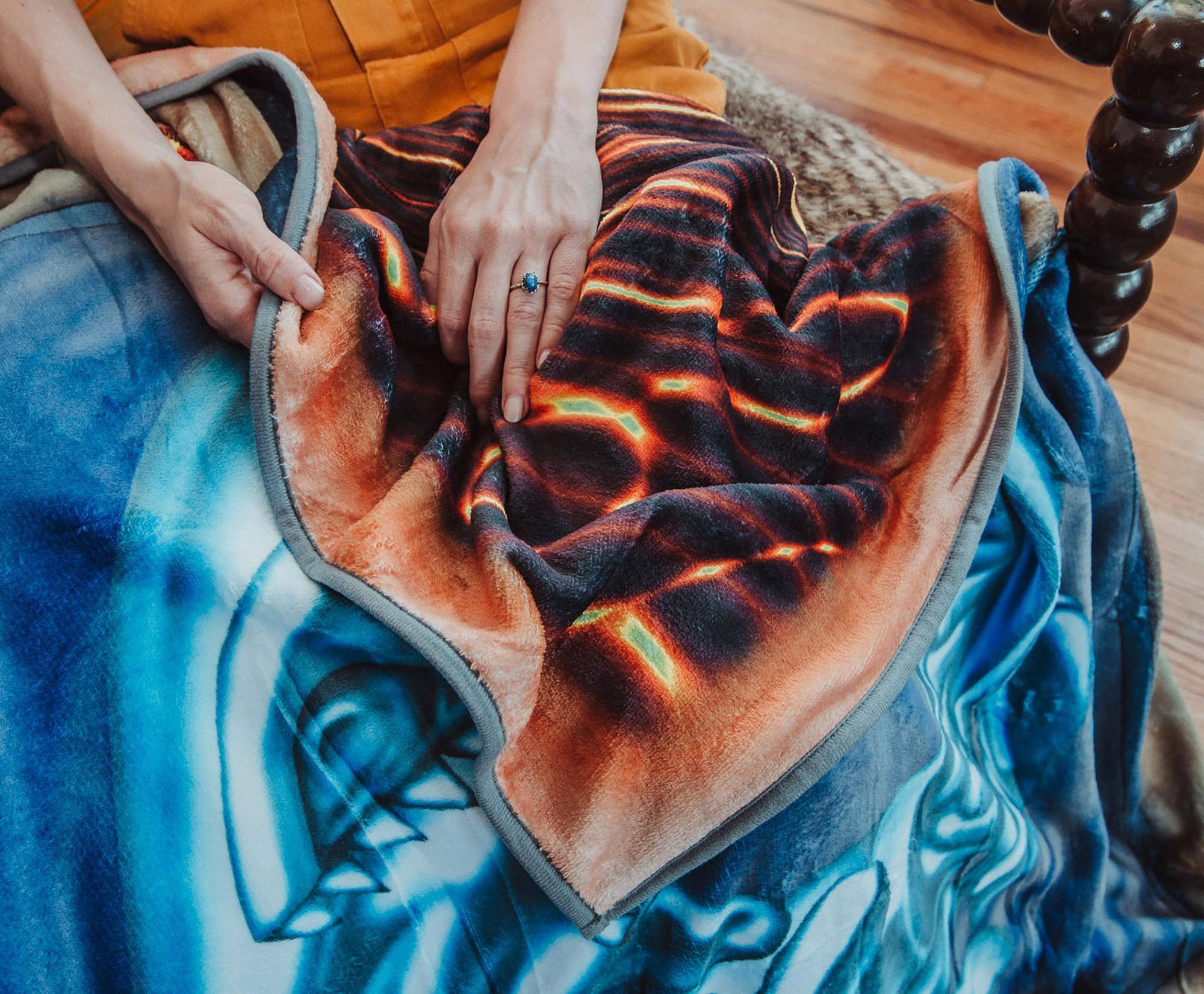 Alt View 4. Surreal Entertainment - Yu-Gi-Oh! Blue-Eyes White Dragon Card Fleece Throw Blanket | 45 x 60 Inches - Gold.