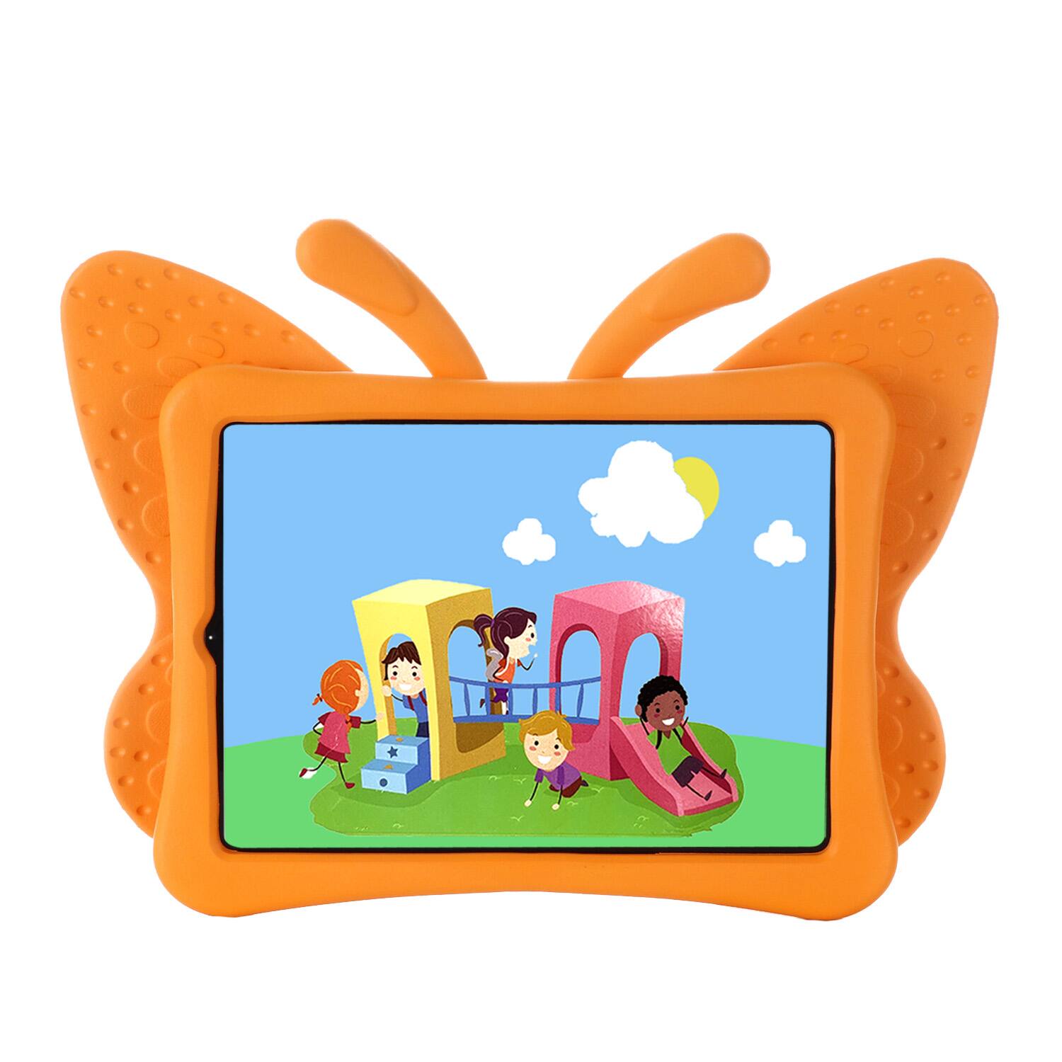 Back. Dteck - For Apple iPad mini (A17 Pro) 2024/mini 6th Kid Case Butterfly Kickstand Light EVA Full Body Protective Cover - Orange.